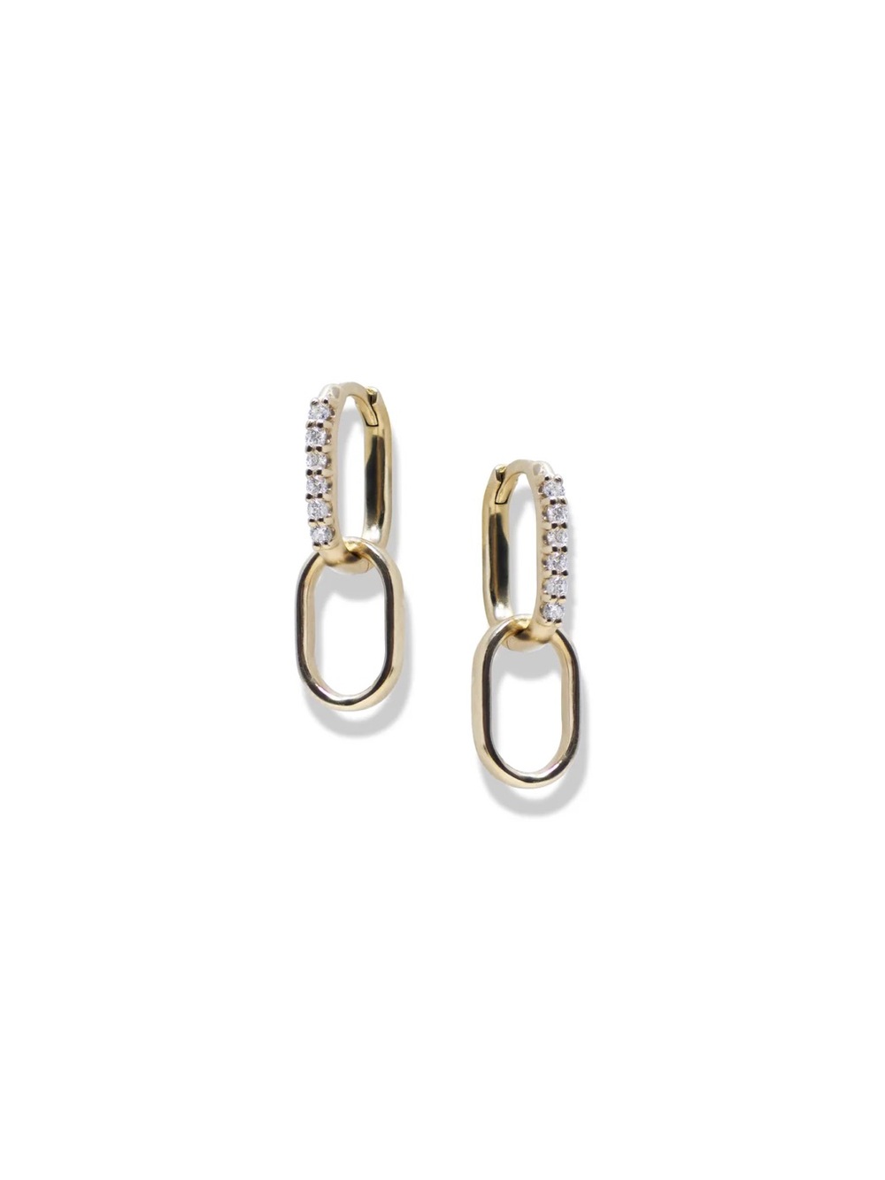 Anzie 14K Gold Pave Diamond Paper Clip Earrings